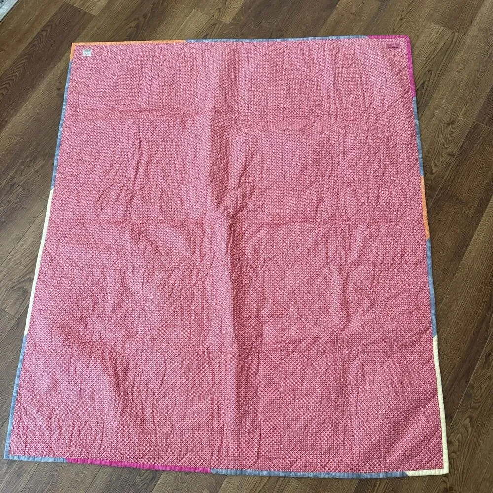 Beautiful Colorful Floral Hand-Quilted Throw 47x56